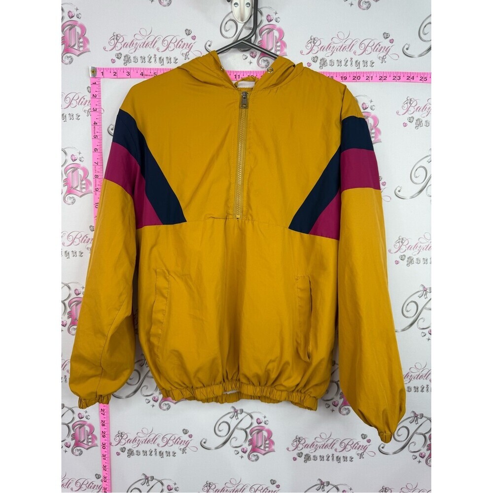 Fisher field jacket Mustard Yellow Colorblock Windbreaker with Hood
